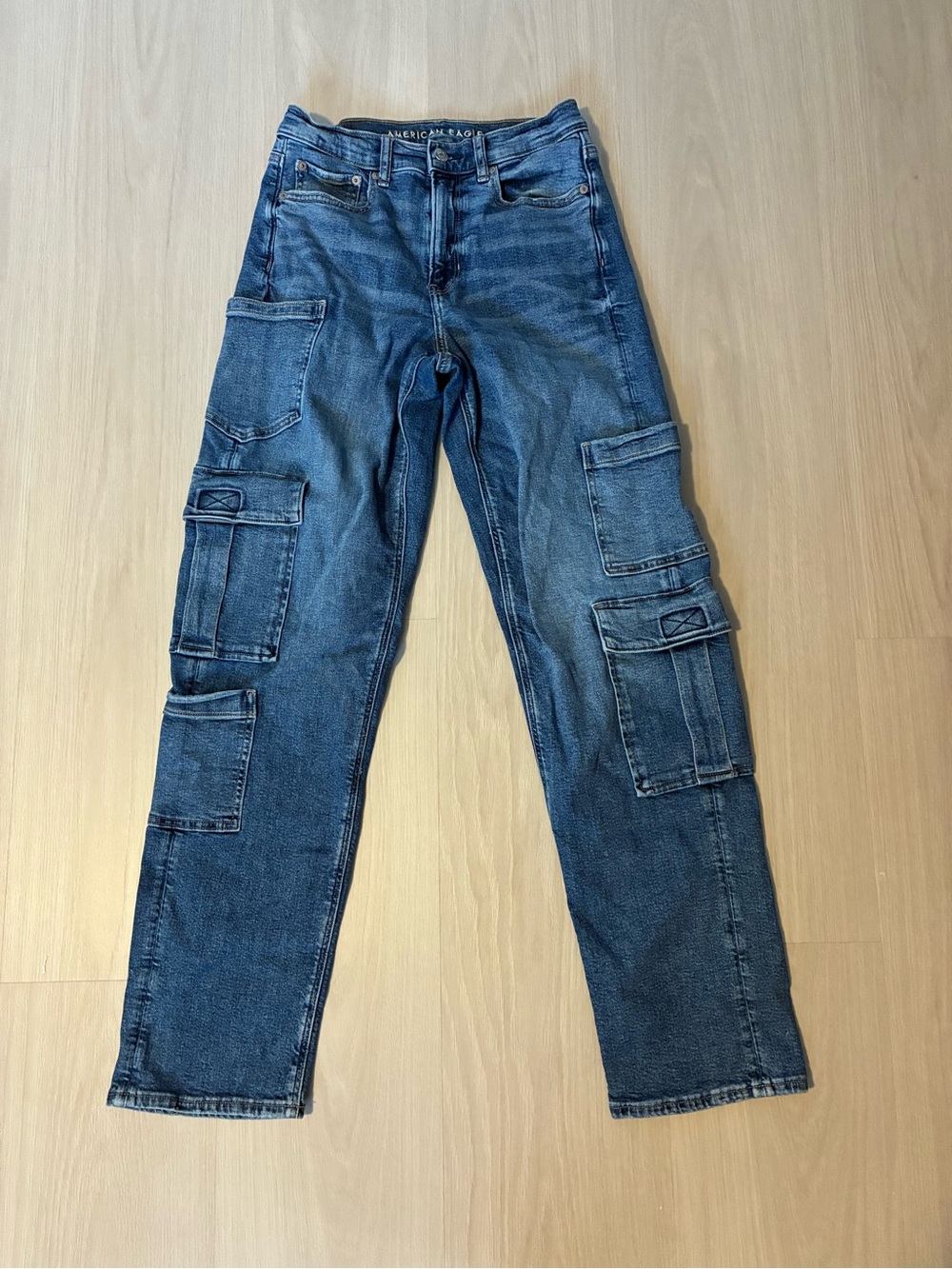 American Eagle Outfitters Women’s Dark Blue Cargo Denim Jeans